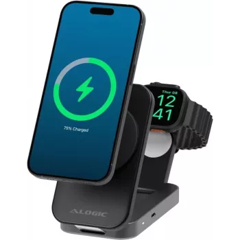 Flip 2IN1 QI2 Bezvadu Lādētājs Statīvs Melns