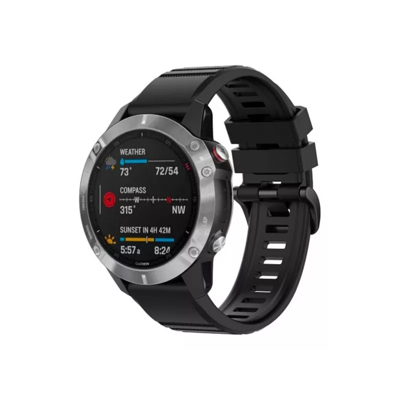 Silicone siksniņa 22mm Garmin QuickFit FIXED — melna