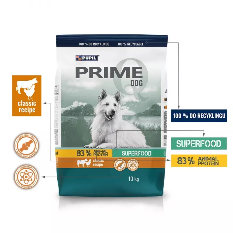 PUPIL Prime Mini Rich in poultry with beef - sausā suņu barība - 10kg