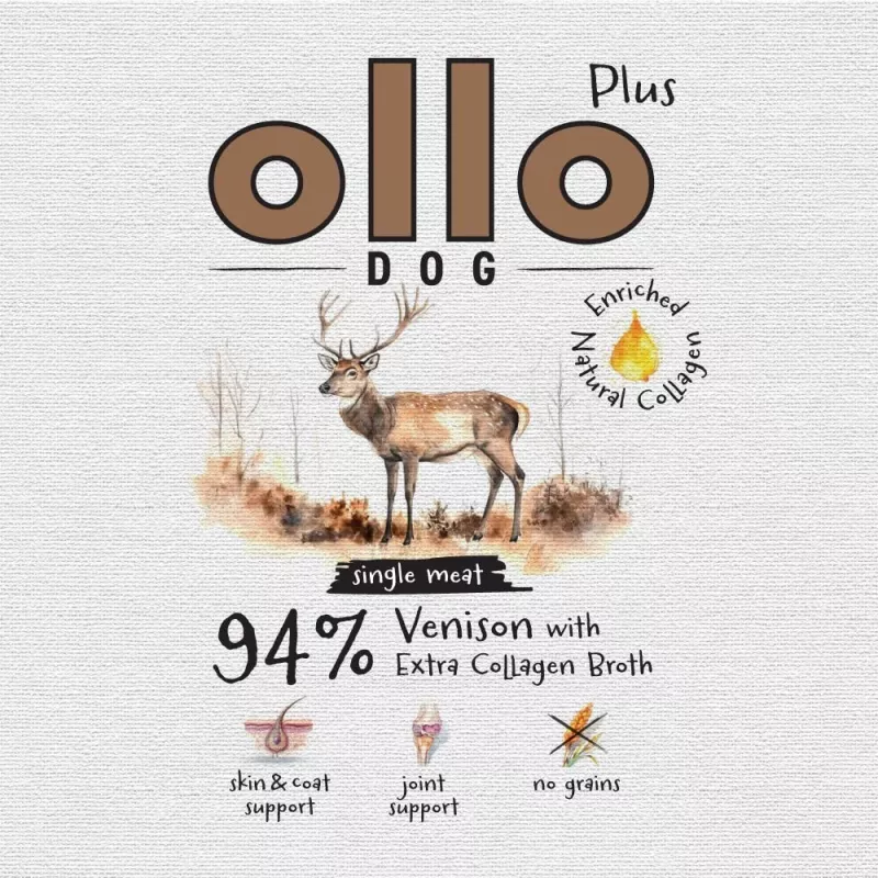 Ollo Plus Kolagen Brieža gaļa 400g suņu barības konservs