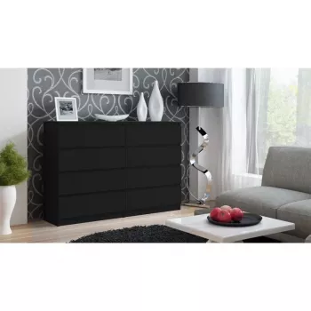 Kumode top e shop M8 140 CZERŃ — 8 atvilktnes, skaidu plātne, 1380×400×970 mm, melna