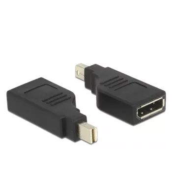 Delock Adapter Mini DisplayPort 1.2 vīrišķais > DisplayPort sievišķais 4K 90° pagriezts - Mini DisplayPort (vīr.) leņķa uz DisplayPort (siev.) leņķa - Melns (65626)