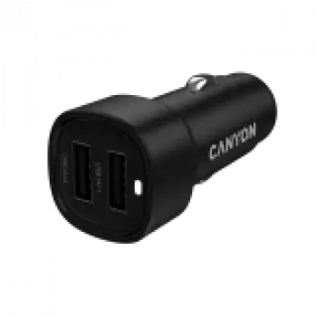CANYON OnDrive 24 auto lādētājs 24W 2xUSB-A Melns