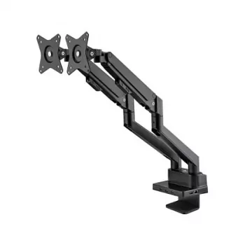 Manhattan Dual Desk Mount ar iebūvētu dokstaciju, gāzes atspere, 7 porti, līdz 27 collu ekrāniem, VESA 75x75/100x100mm