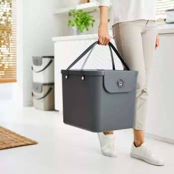 Rotho Albula taisnstūra plastmasas atkritumu konteiners 40 L, antracīts, 400×358×340 mm