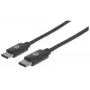 Manhattan USB-C uz USB-C kabelis, 50 cm, vīrišķais uz vīrišķo, melns, 480 Mbps (USB 2.0), Hi-Speed USB, mūža garantija