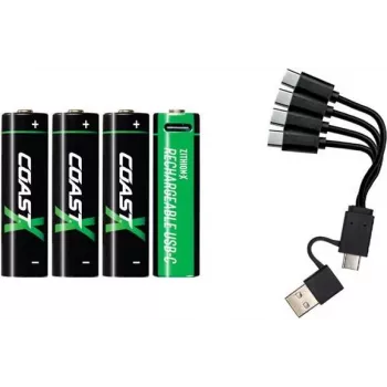 Coast Products 1x4 Coast Zithion-X Mignon AA Akumulators ar USB-C Lādētāju (100047534)