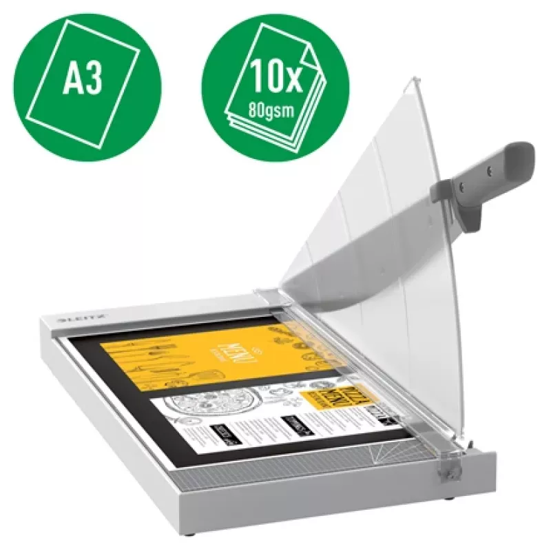 Leitz Precision Home Office papīra griezējs A3, 10 loksnes, manuāla skava, nerūsējošais tērauds