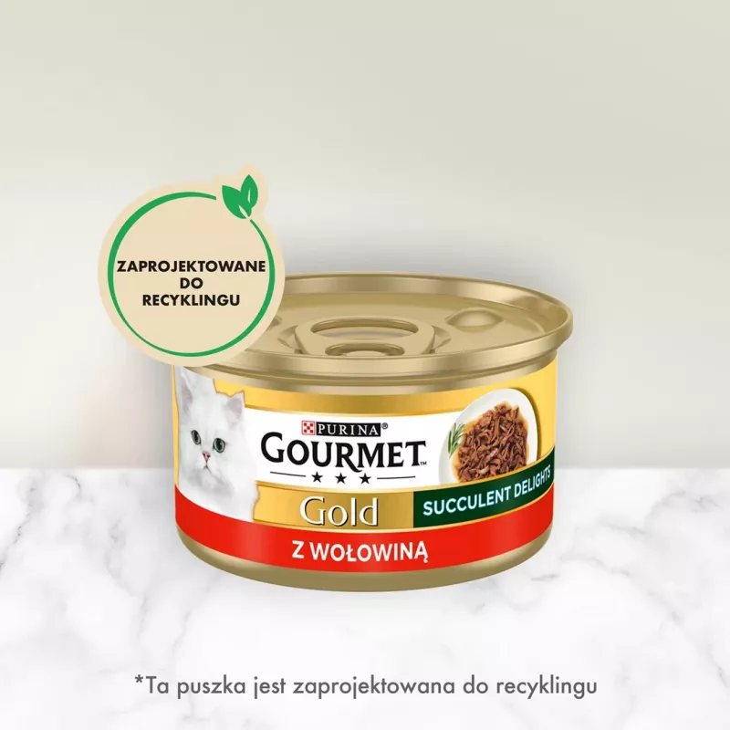 PURINA Gourmet Gold Succulent Delights Liellopu gaļa - slapjā kaķu barība - 85g