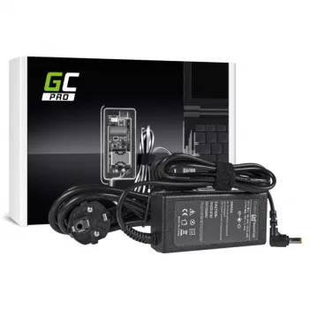 Strāvas adapteris Green Cell AD01P — 60 W, 19 V 3,42 A, iekštelpu klēpjdatora barošanas bloks, melns