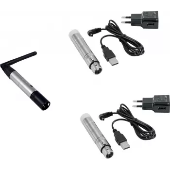 Bezvadu DMX komplekts EUROLITE QuickDMX Raidītājs 1x + Uztvērējs 2x (AKKU) Modelis 20000900