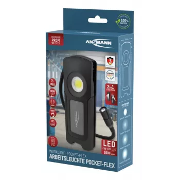 Ansmann WL1500R Pocket Flex LED kabatas lukturis melns 17.1 cm 6000K