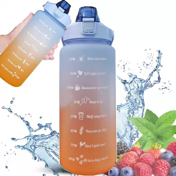 Extralink Motivācijas Ūdens Pudele, 2000ml Sporta Ūdens Pudele, Zili-Orindža, BUT-993