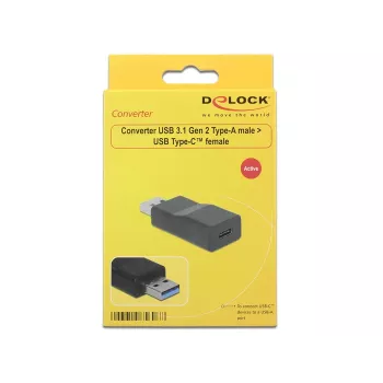 Pārejas adapteris DeLOCK 65696 USB 3.1 Gen 2 Type-A (sieviete) uz Type-C (vīrietis) Melns