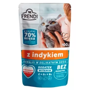 Slapjā kaķu barība Frendi Pieces tītara mērcē, 100 g