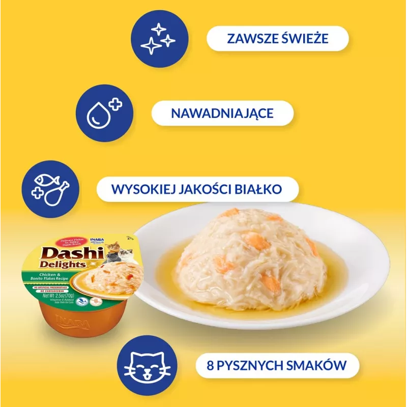 INABA Dashi Delights Vistas gaļa ar bonito pārslām buljonā - kaķu gardumi - 70g