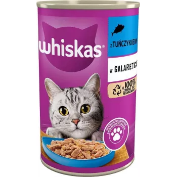 Whiskas slapjā barība kaķiem lasis 400 g skārdenē — pieaugušiem kaķiem