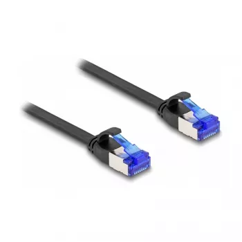 Tīkla kabelis DeLOCK RJ45 plakanais patch kabelis spraudnis-spraudnis Cat.6A 0,25 m melns