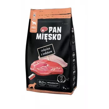 Sausā suņu barība Pan Miesko Teļa gaļa ar Tītaru XS 9 kg — Mazo šķirņu pieaugušiem suņiem, 30% olbaltumvielu, 20% tauku