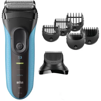 Elektriskais skuveklis BRAUN Series 3 3010 BT — bezvadu folijas skuveklis, melns/zils