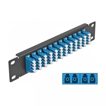 Patch Panel 1U DeLOCK 66776 – 12 portu LC Quad šķiedru optikas sadalnes panelis 10 inch