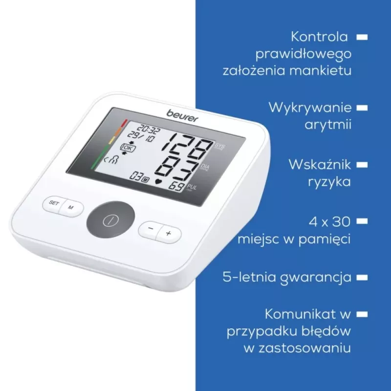 Beurer BM 27+ automātisks augšdelma asinsspiediena mērītājs, balts/melns