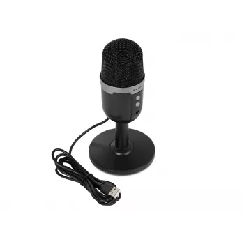 Studijas mikrofons BLOW ar LED statīvu — vadu USB 2.0, 20–16000 Hz, jutība -50 dB, 237 g