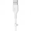 Belkin Cbl Scicone USB-A LTG 2M balts silikona kabelis USB-A uz USB-C/Lightning