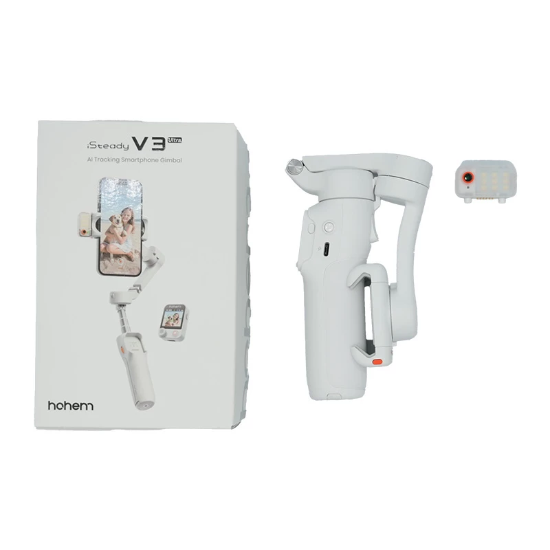 Hohem iSteady V3 Ultra (balts) – 3 asu stabilizators ar AI izsekošanu