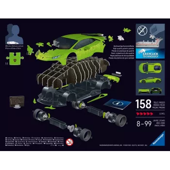 Puzzle 3D 158 gab. Lamborghini Huracan EVO zaļš