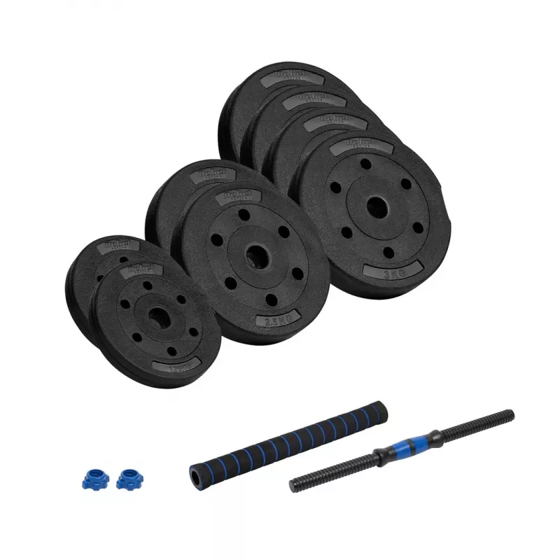 REBEL ACTIVE Regulējama bitumena hantele ar savienotāju 1x20kg