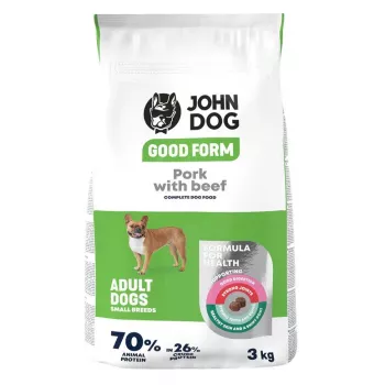 Sausā suņu barība John Dog GOOD FORM Small Breeds Cūkgaļa un Liellopu gaļa, 3 kg