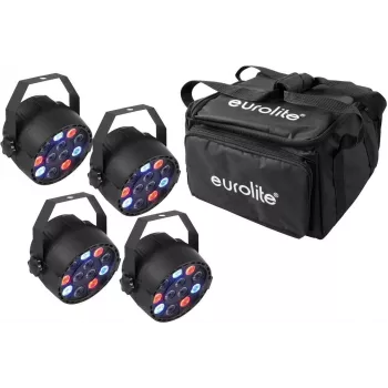 EUROLITE 4x LED PARty Spot LED PAR gaismu komplekts ar mīksto somu (20000539)