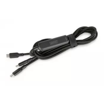 DIGITUS USB-C 2in1 lādēšanas kabelis 140W, USB-C uz 2×USB-C, 1.8 m, USB 2.0, melns