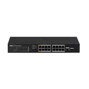 Dahua Technology PFS3117-16ET-135 tīkla slēdzis, nekonfigurējams, L2, Fast Ethernet (10/100), PoE, melns