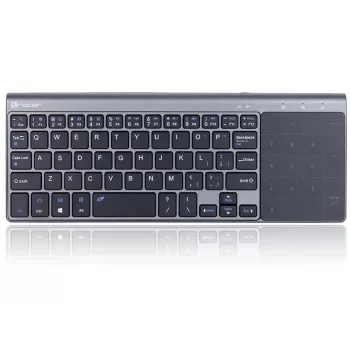Bezvadu RF pilnizmēra tastatūra TRACER TRAKLA46934, QWERTY angļu, 2,4 GHz Nano uztvērējs, membrānas taustiņi, melna/pelēka