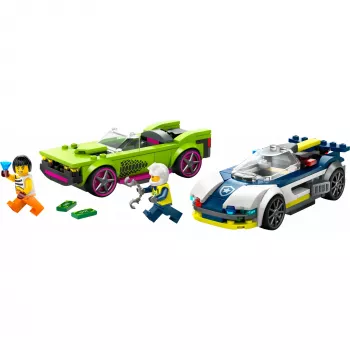 LEGO City komplekts 60415 Policijas auto un muskuļauto vajāšana — 213 detaļas, 2 minifigūras, vecumam no 6 gadiem