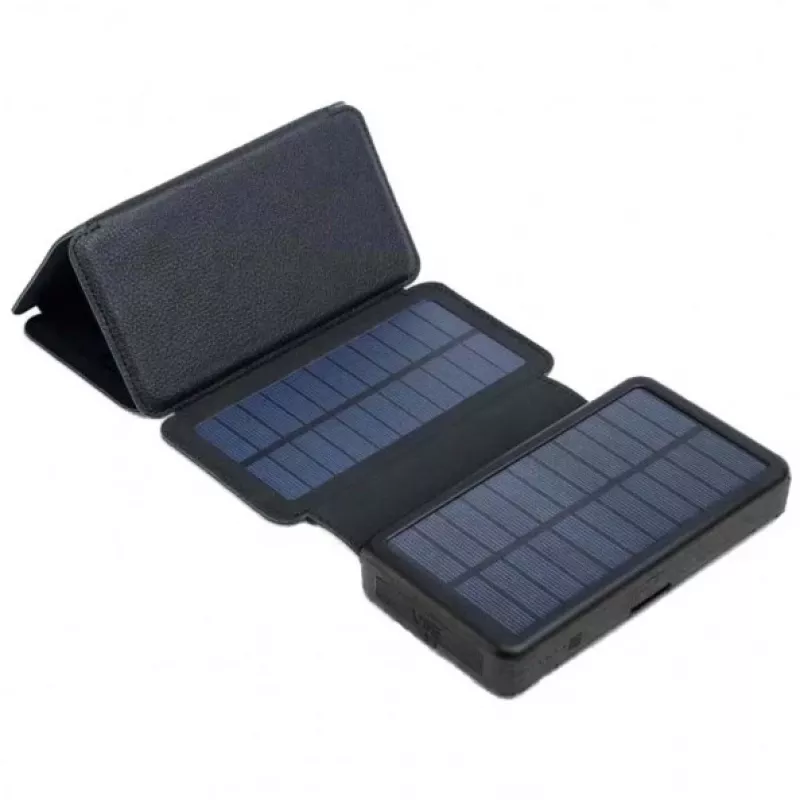PowerNeed ES20000B salokāms saules panelis ar enerģijas banku, 9 W, 20000 mAh, Li-Poly, 2x USB 2 A, melns