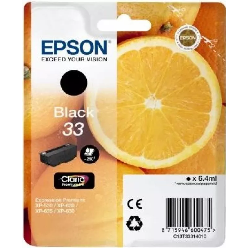 Epson Oranges C13T33314010 oriģinālā kasetne, melna