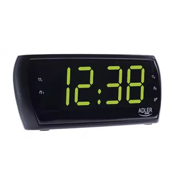 Modinātājpulkstenis Adler AD 1121 — FM/AM radio, LED displejs, akumulatora dublējums, melns