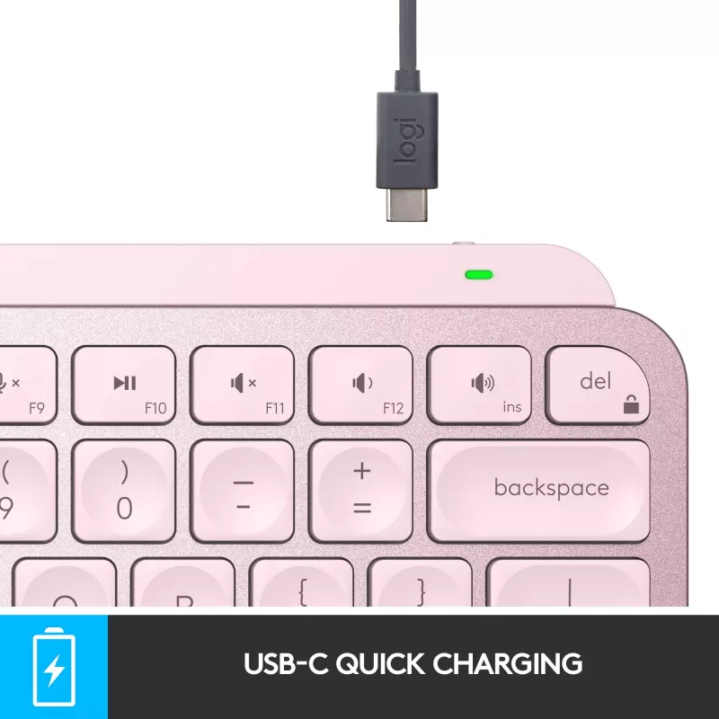 Logitech MX Keys Mini Minimālistiska bezvadu apgaismota tastatūra - ROZĀ - CENTRAL (DE)