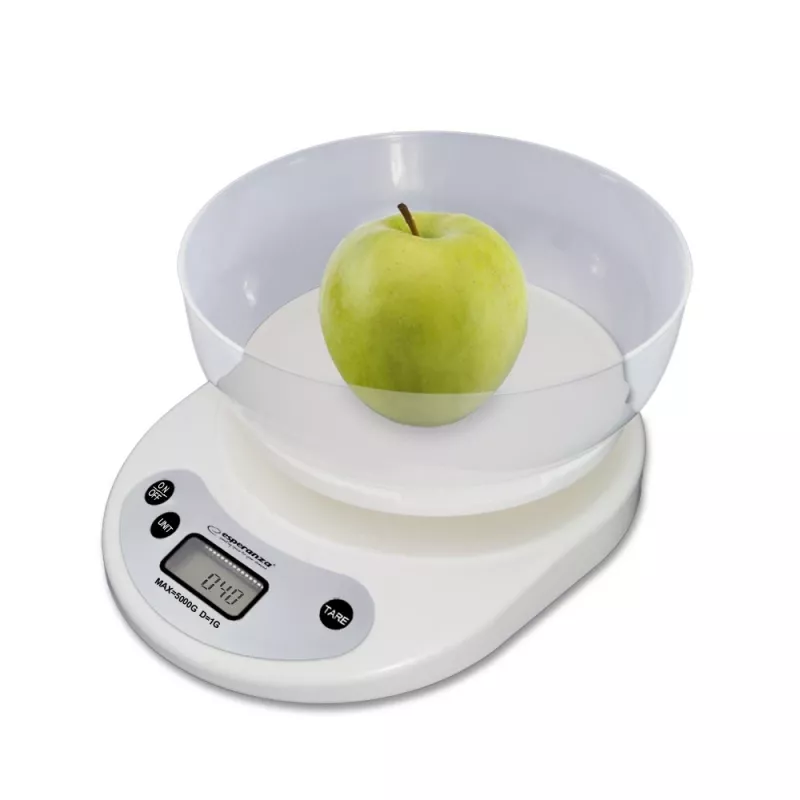 Virtuves elektroniskie svari ESPERANZA EKS007 — 5 kg, 1 g precizitāte, balts
