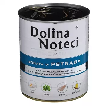 Slapjā suņu barība Dolina Noteci Forele Pieaugušiem 800 g – bezgraudu, 12% olbaltumvielu, 6% tauku