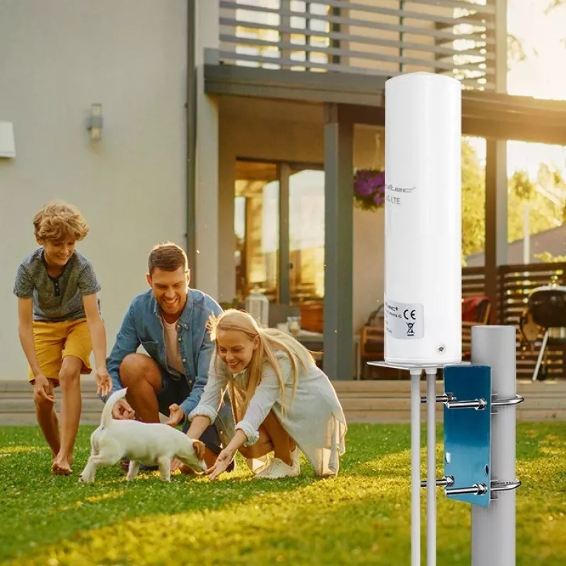 Āra visvirziena 4G LTE antenna QOLTEC 57044, 5 dBi, 600–2700 MHz, 50 W, 50 Ω, balts vara korpuss