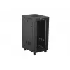 Tīkla skapis LANBERG 19 inch 24U 600x800 mm melns ar stikla durvīm un LCD izgriezumu (Flat Pack) v2