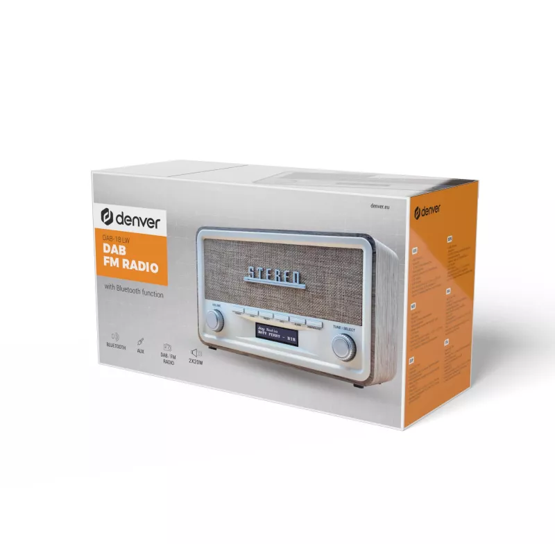 Denver DAB-18LW retro radio balts