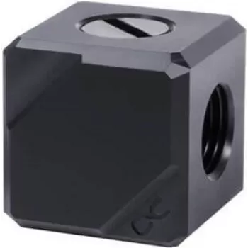 Alphacool Eiszapfen Connection Terminal 4-way G1/4 IG - Melns Acetāls (17557)