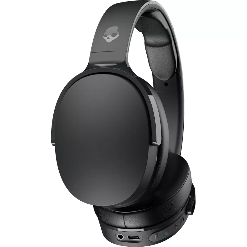 Austiņas virs auss Skullcandy Hesh Evo — vadu un Bluetooth 5.0, 36 h akumulators, USB-C, 3,5 mm, salokāmas, trokšņu slāpēšana, melnas