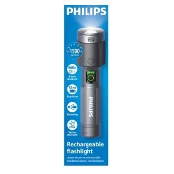 Philips uzlādējams kabatas lukturis ar USB-C, 1500 lm, 2000 mAh