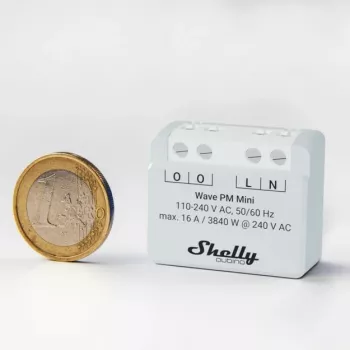 Shelly Qubino Wave PM Mini Grey viedais slēdzis ar jaudas mērīšanu, Z-Wave, 110–240V, 16A